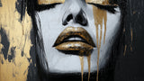 Gold and black abstract portrait design file showing intricate artistic details and metallic accents
