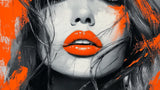 Abstract Portrait Wallpaper design file showing detailed orange lips against black and white art pattern