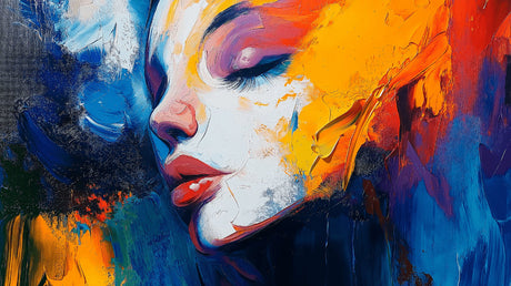Abstract Portrait Wallpaper design file showing vibrant artistic expression with bold colors and brush strokes
