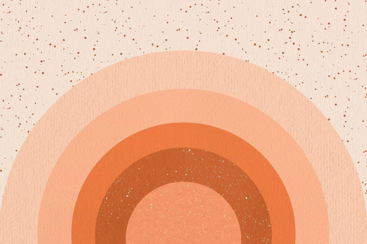 Abstract Mural Wallpaper | Terracotta Sunset with Dotted Sky