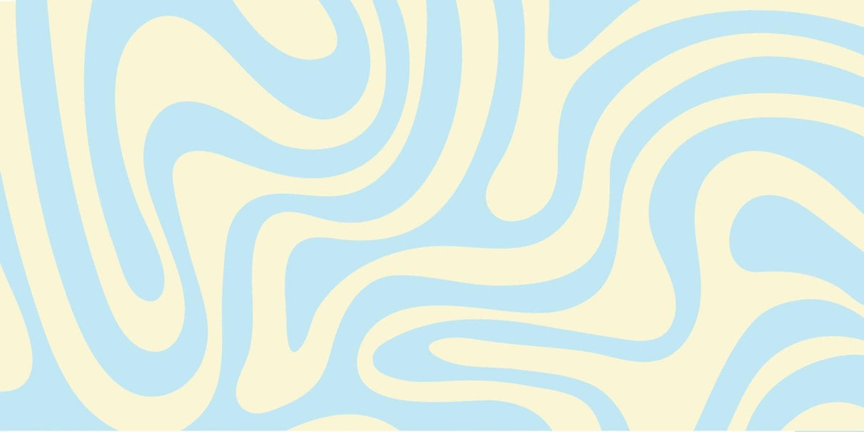 Abstract Mural Wallpaper | Flowing Waves in Blue and Beige