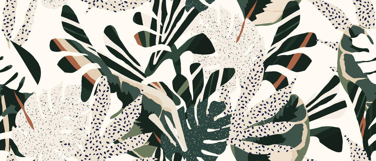 Tropical Foliage Mural Wallpaper | Modern Abstract Monstera Design