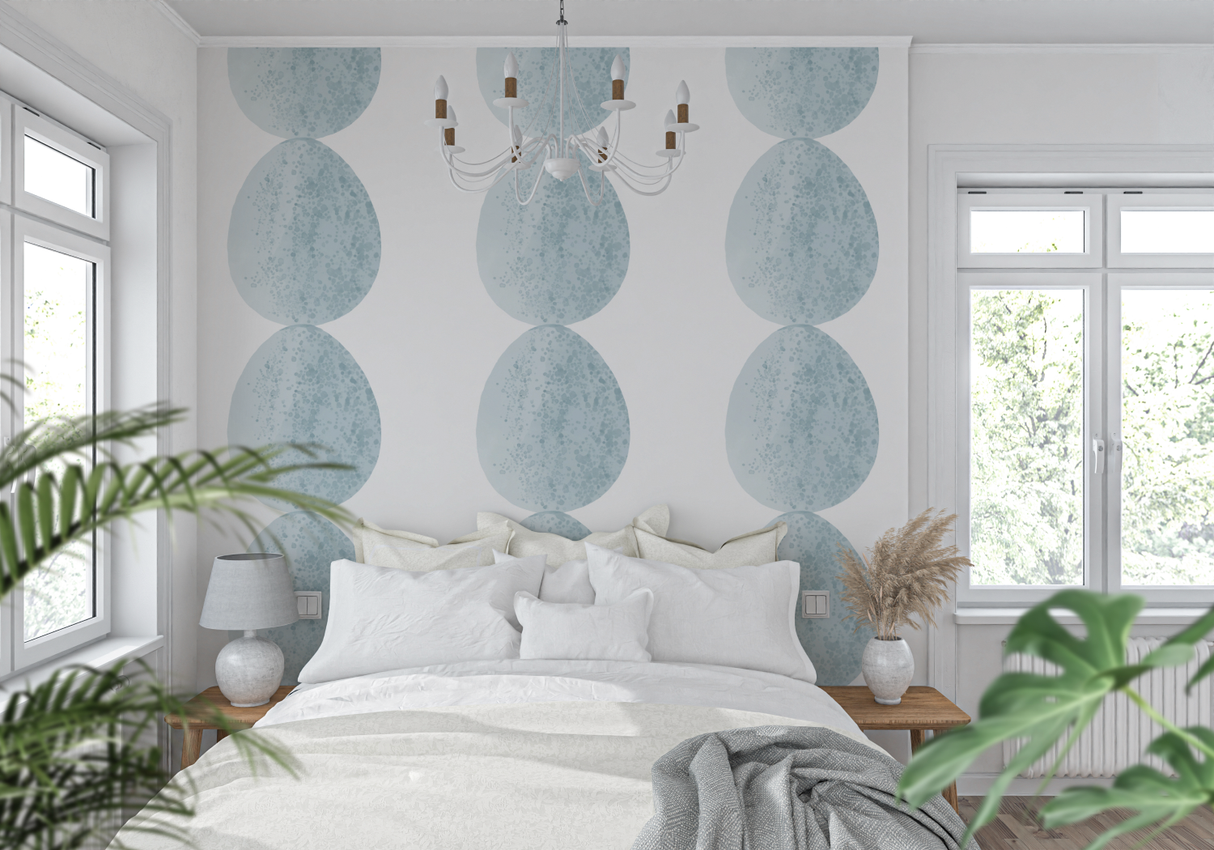 Geometric Mural Wallpaper | Modern Blue Circles Pattern