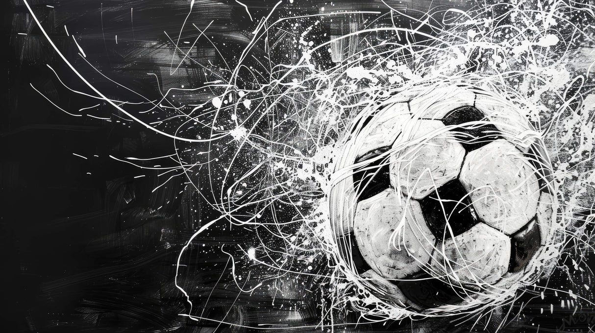 Football Mural Wallpaper | Black and White Dynamic Design