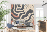 Abstract Mural Wallpaper | Modern Curves With Terracotta Accents