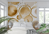 Geometric Mural Wallpaper | Gold Circular Abstract Design