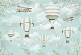 Aviation wallpaper design file showing detailed hot air balloons and vintage planes pattern