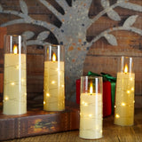 LED Flameless Candles Set  Glass Cylinder With Fairy Lights - Product detail 4