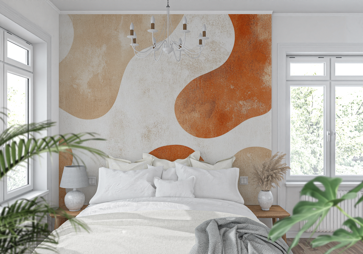 Abstract Mural Wallpaper | Organic Terracotta Waves Design