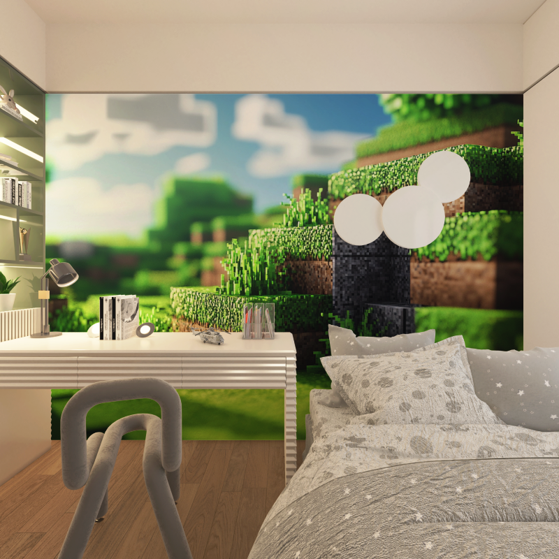 Gaming Mural Wallpaper | Pixelated Landscape Design