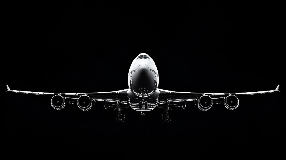 Black and white airplane wallpaper design file showing detailed aviation pattern