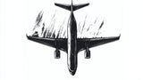 Black and white aviation design file showing detailed airplane illustration with artistic brush strokes