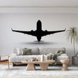 Modern Airplane Wallpaper displayed in a bright, contemporary living room with minimalist furniture