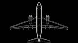 Airplane line art wallpaper design file showing detailed technical drawing on black background