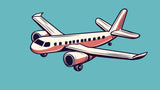 Vintage aviation design file showing detailed retro airplane pattern in coral pink against turquoise background