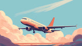 Retro aviation sunset design file showing detailed airplane illustration and color palette
