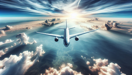 Airplane and clouds design file showing detailed sky pattern and aircraft elements