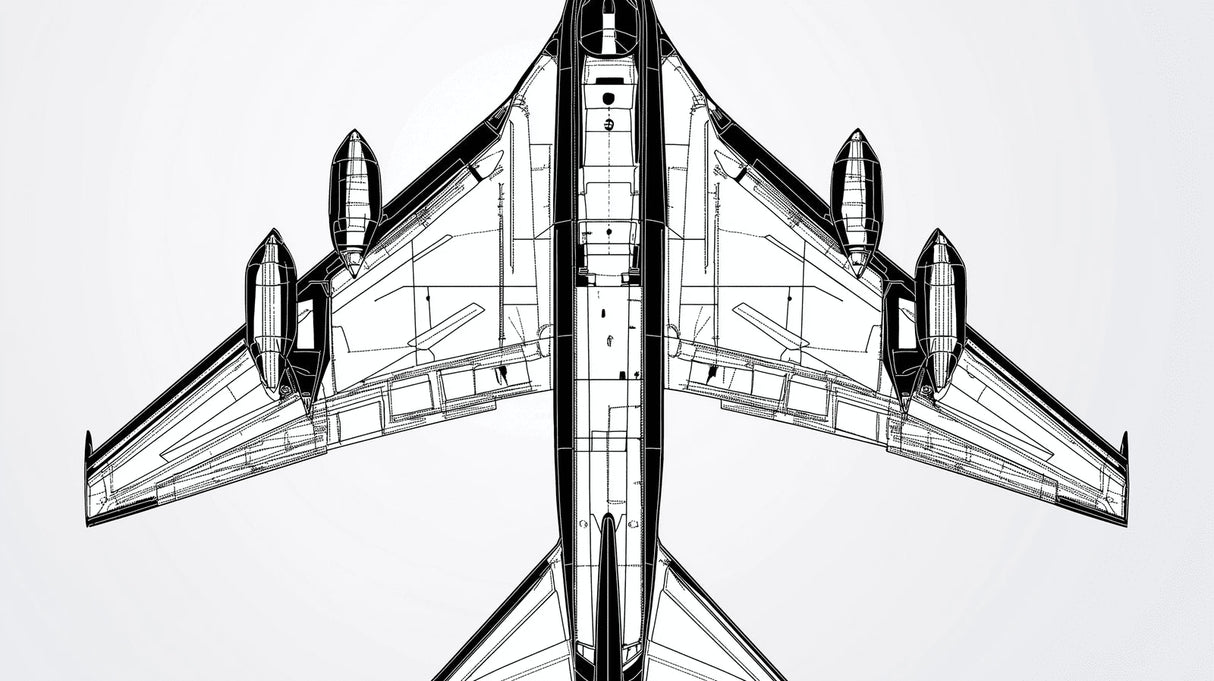 Airplane blueprint design file showing detailed technical drawing in black and white