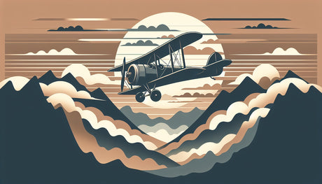 Art deco aviation wallpaper design file showing vintage biplane and geometric patterns