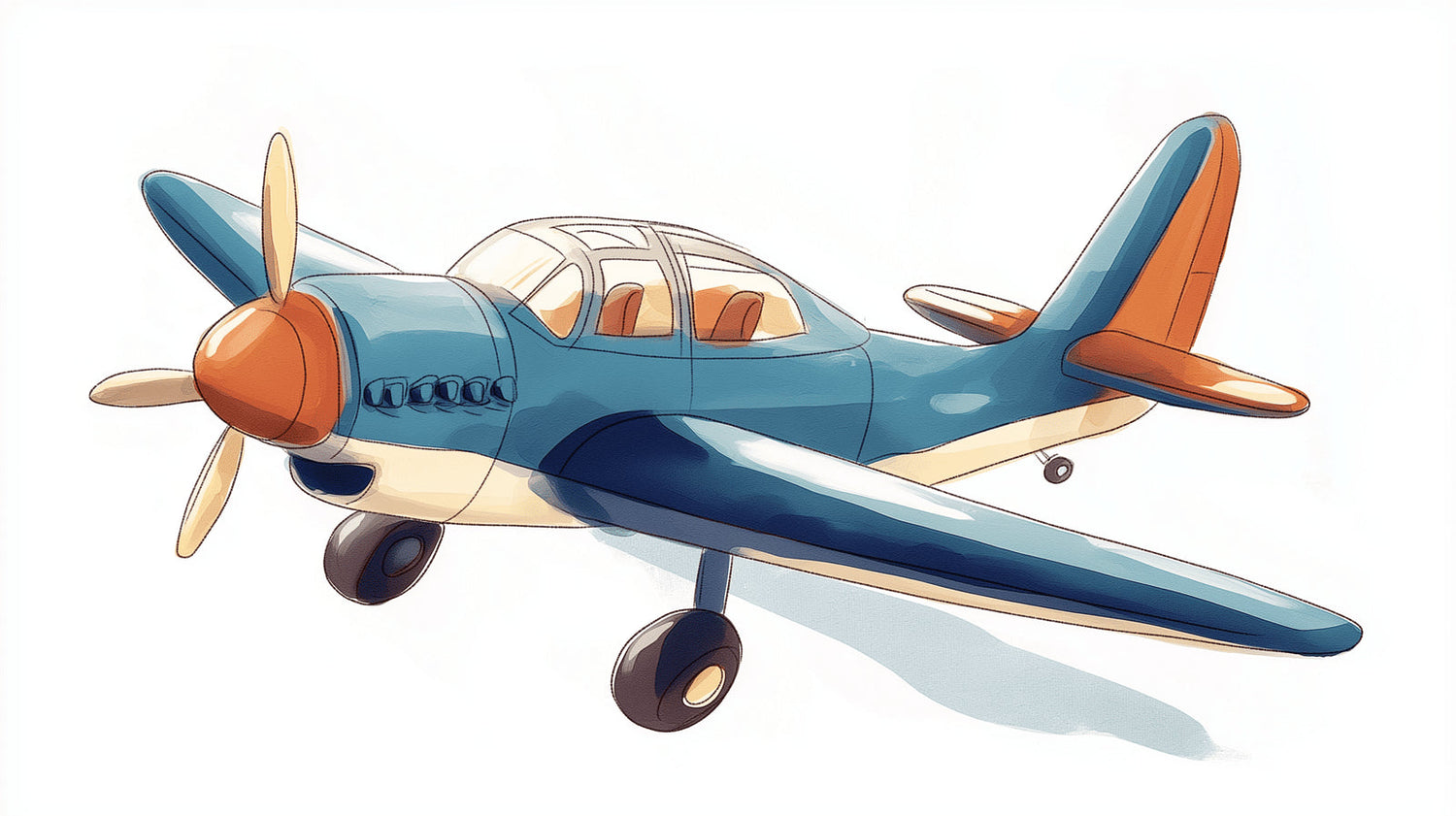 Retro airplane design file showcasing detailed vintage aircraft illustration with propeller and cream accents