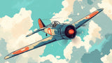 Papel Pintado Mural de Avión | Arte de Caza Vintage