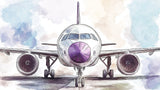 Watercolor Aircraft design file with purple accents and detailed technical elements
