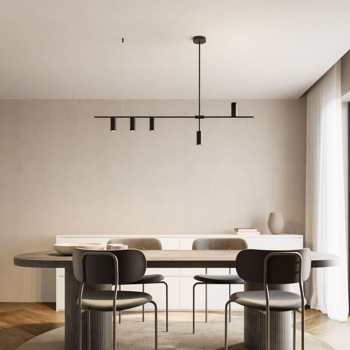 Modern LED Pendant Light  Linear Asymmetric Design - Detailed view