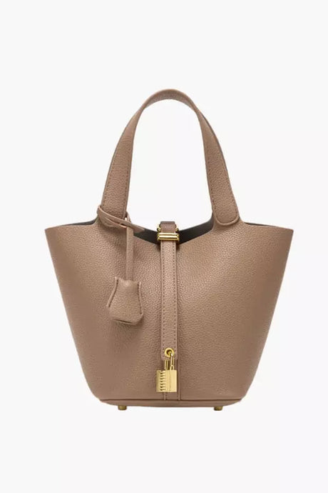 Classic Tote Handbag  Cream Textured Leather Look - Product detail 7