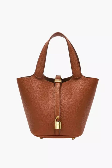 Classic Tote Handbag  Cream Textured Leather Look - Product detail 5