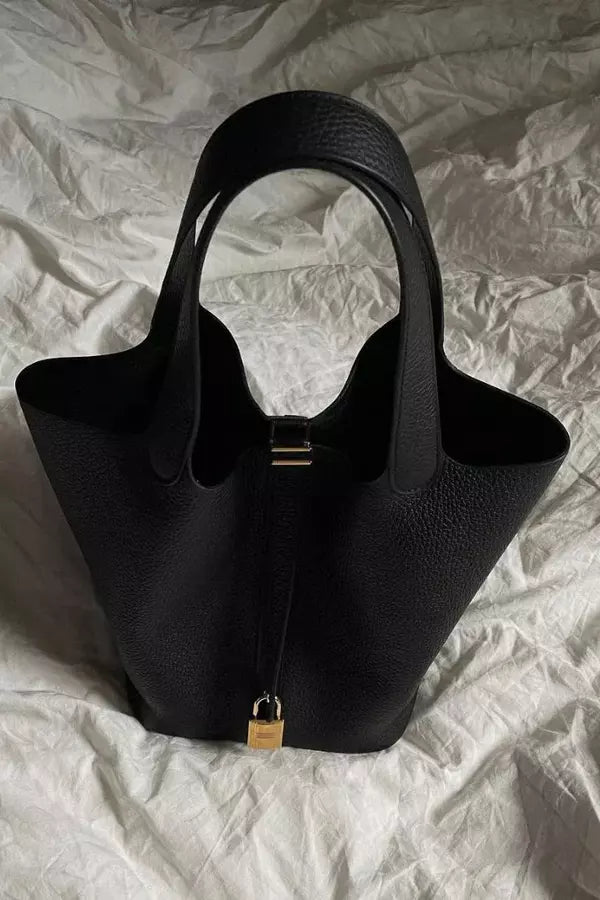 Classic Tote Handbag  Cream Textured Leather Look - Product detail 4