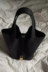 Classic Tote Handbag  Cream Textured Leather Look - Product detail 4