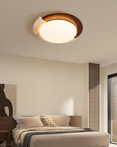 Modern Travertine Ceiling Light  Oval Wood Acrylic Design - Product detail 10