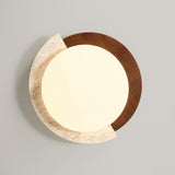 Modern Travertine Ceiling Light  Oval Wood Acrylic Design - Product example