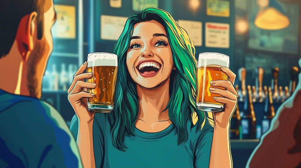 Anime bar scene wallpaper design file showing detailed artwork and green color palette