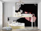 Manga-inspired mural bringing character to a modern apartment living space