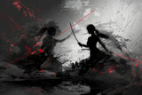 Black and red anime battle design file showing intricate details and artistic elements