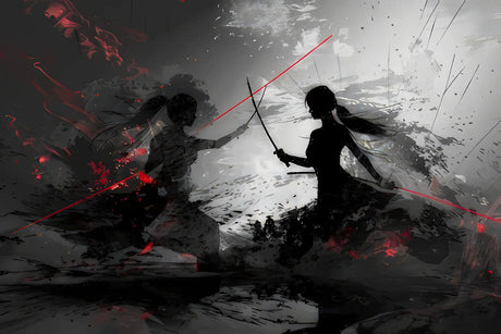Black and red anime battle design file showing intricate details and artistic elements