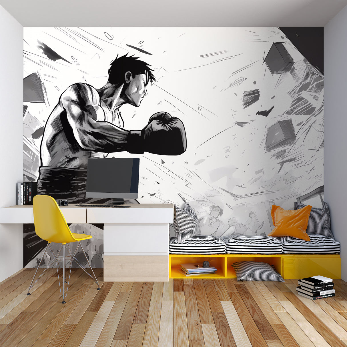 Sports themed anime wallpaper bringing energy to modern office space
