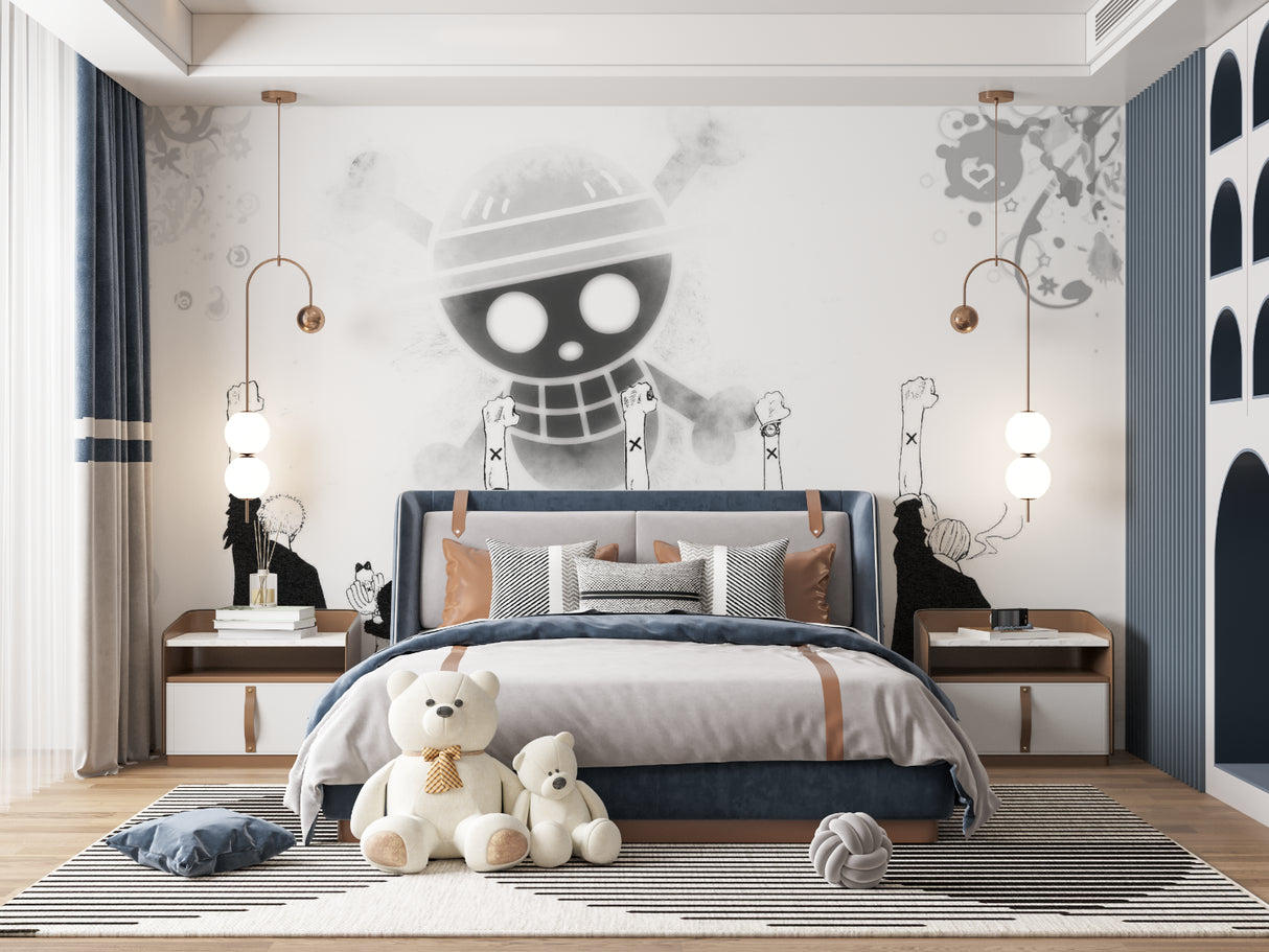 Anime style wallpaper bringing urban cool to study space