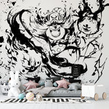 Street art anime mural creating bold statement in studio apartment
