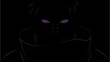 Design file showing detailed purple anime eyes pattern on black background