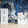 Blue Dragon Anime Wallpaper creating magic in a modern gaming room with LED lighting