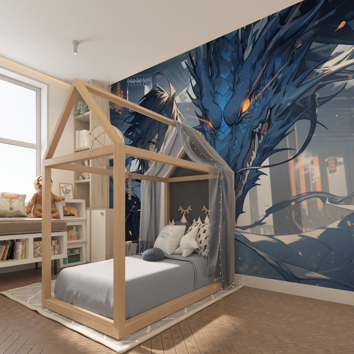 Manga Wallpaper Design showcased in a cool entertainment space