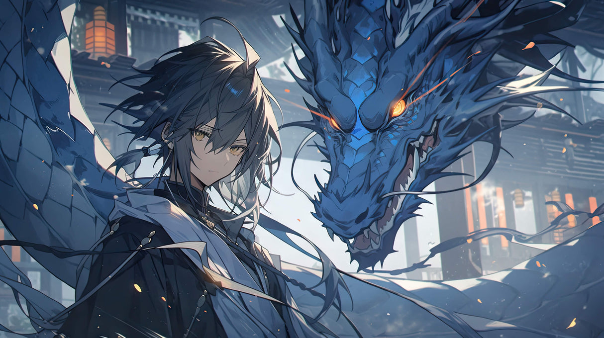 Blue Dragon Anime Wallpaper design file showing intricate fantasy artwork details
