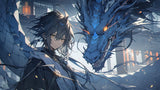 Blue Dragon Anime Wallpaper design file showing intricate fantasy artwork details