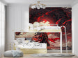 Anime Dragon Wallpaper creating a bold statement in modern gaming room with red and black theme