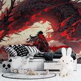 Dark Dragon Wallpaper showcased in teen bedroom with dramatic lighting effects
