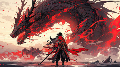 Dragon Anime Wallpaper design file showing detailed red and black pattern artwork