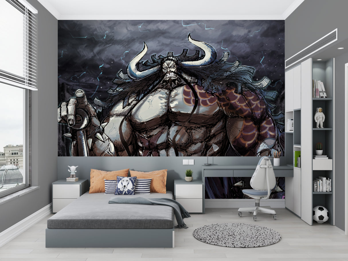 Dark Fantasy Anime Mural creating atmosphere in teen bedroom