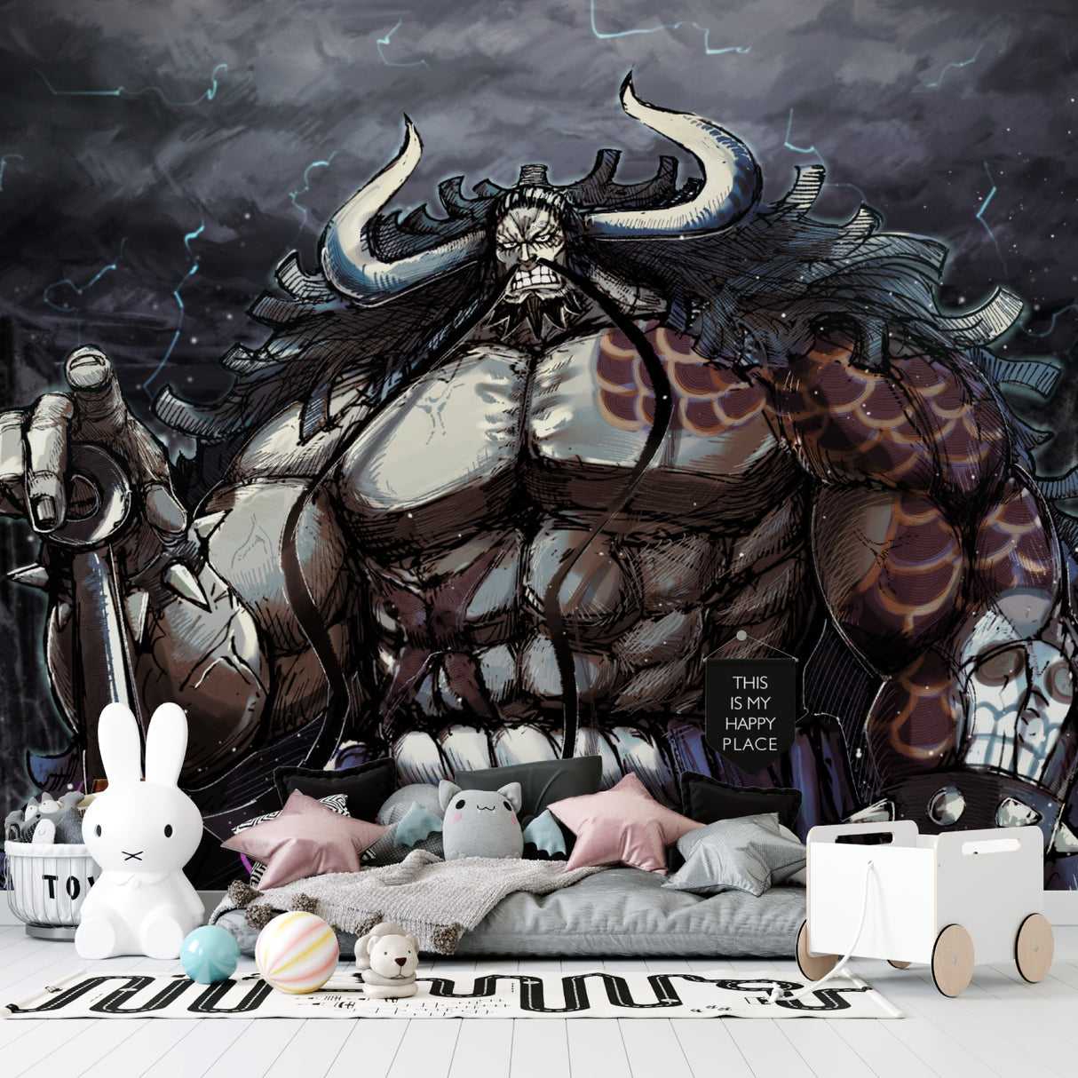 Manga Warrior Mural making statement in contemporary office space